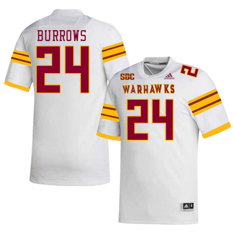 #24 Dontavius Burrows Louisiana-Monroe Warhawks College Football Jerseys Stitched-White